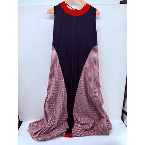 ADEPTT Plus Size 3X Dress Ginham Plaid Patriotic Colors Maxi Made in Europe